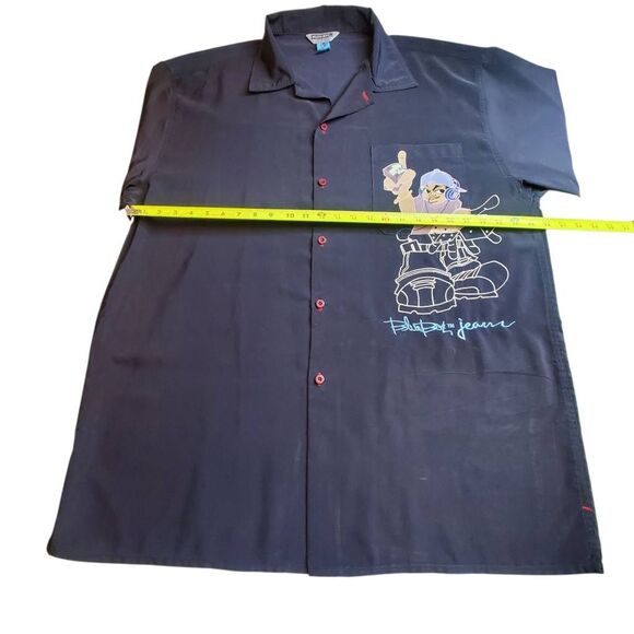 Blue Boy Jeans Embroidered Dice Hustler Black Button Up Short Sleeve Shirt 3XL - Picture 6 of 7
